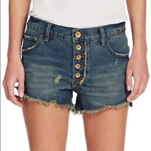 Free People distressed button up shorts